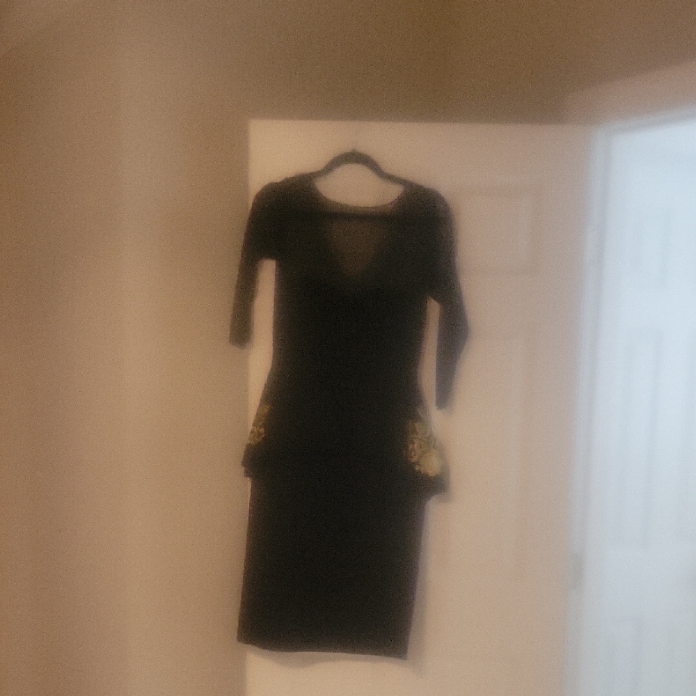 Chiara Boni Black Dress with Floral Details